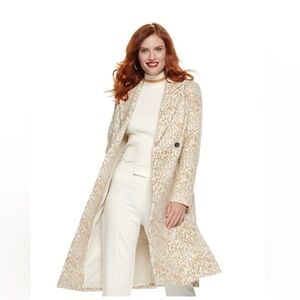 Nine West Animal Print Coat | Size Small | cream and tan |